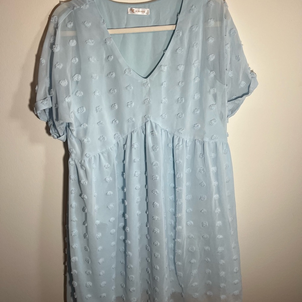 Blue Detailed Flowy Dress